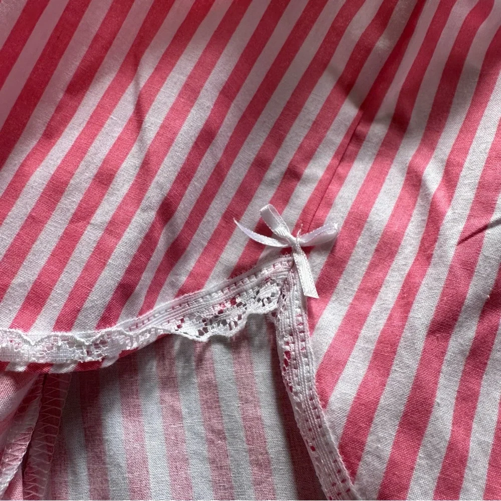 Messy Bun Women's Size Small White Cat Top & Pink Striped Shorts Pajama Set NWT - Picture 10 of 12